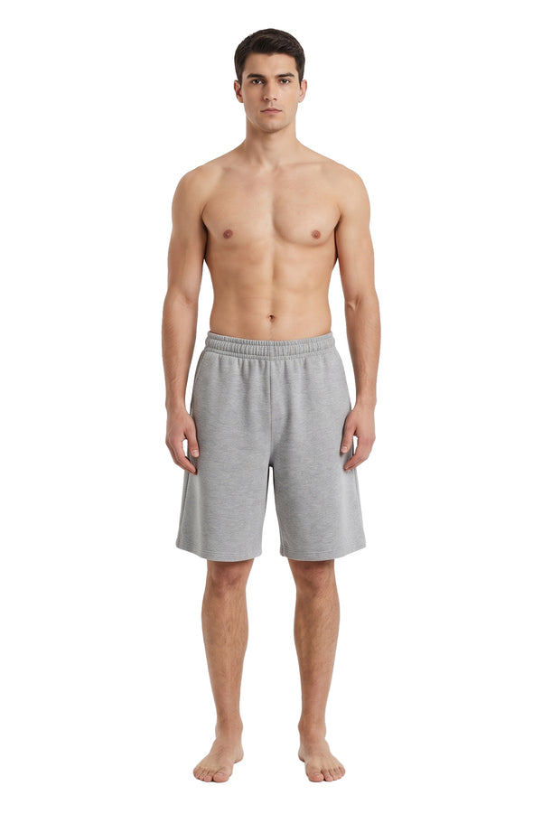 Men Wide Leg Cotton Shorts –  Cool Gray 4C