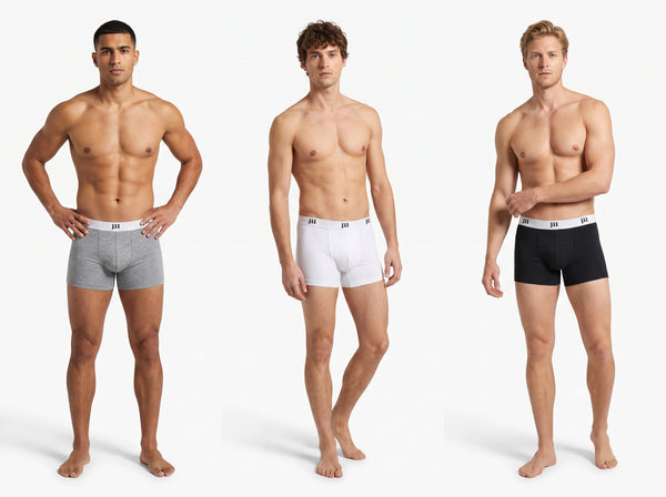 Men 3" Trunk Pack of 3, BASIC COLORS "WH, GR, BL"