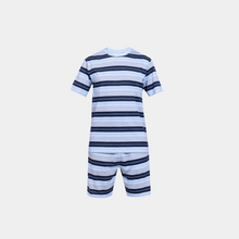 Load image into Gallery viewer, SS PAJAMA WITH SHORT (Navy Blue Stripe)