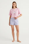 Women SS Oversize Cropped T-Shirt with Wide-Leg Shorts Pajama Set – Ballerina