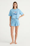 Women SS Oversize Cropped T-Shirt with Wide-Leg Shorts Pajama Set – Tropical Breeze