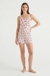 Women Tank Top with Wide-Leg Short Pajama Set – Cherry