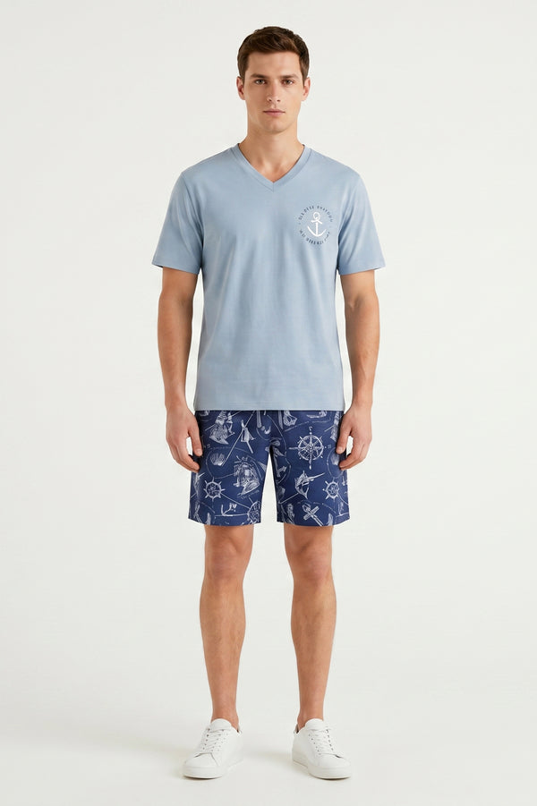 Men V-Neck Cotton Pajama Set – Skyride