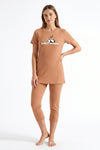 Women Oversize T-Shirt with Legging Pajama Set – Peach Cobbler