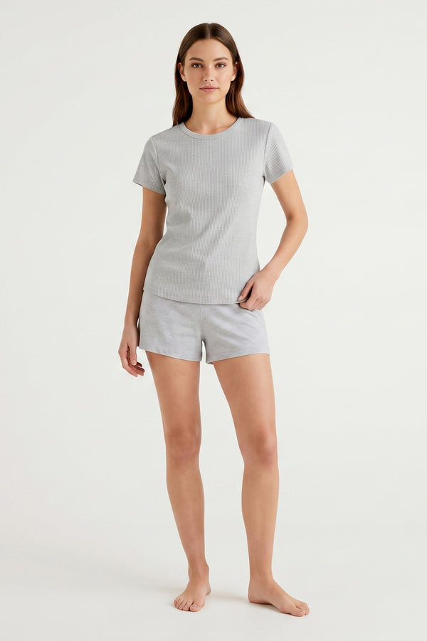 Women Short Sleeve Rib Undershirt – Whitecap Gray