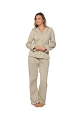 Load image into Gallery viewer, Women LS PAJAMAS WITH BUTTONS ,Brown White Plaids