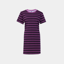Load image into Gallery viewer, Short sleeve dress Burgundy stripes
