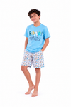 Boys Short Sleeve Pajama with Shorts - Cabana Blue