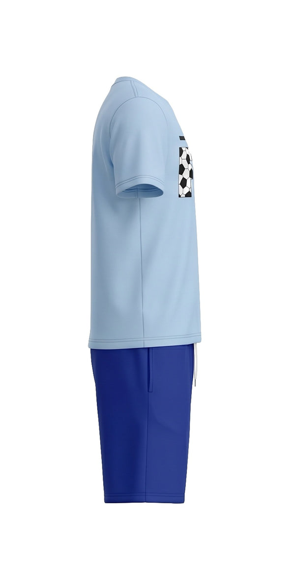Boys SS Round Neck T-Shirt with Short Pajama Set – Bright White
