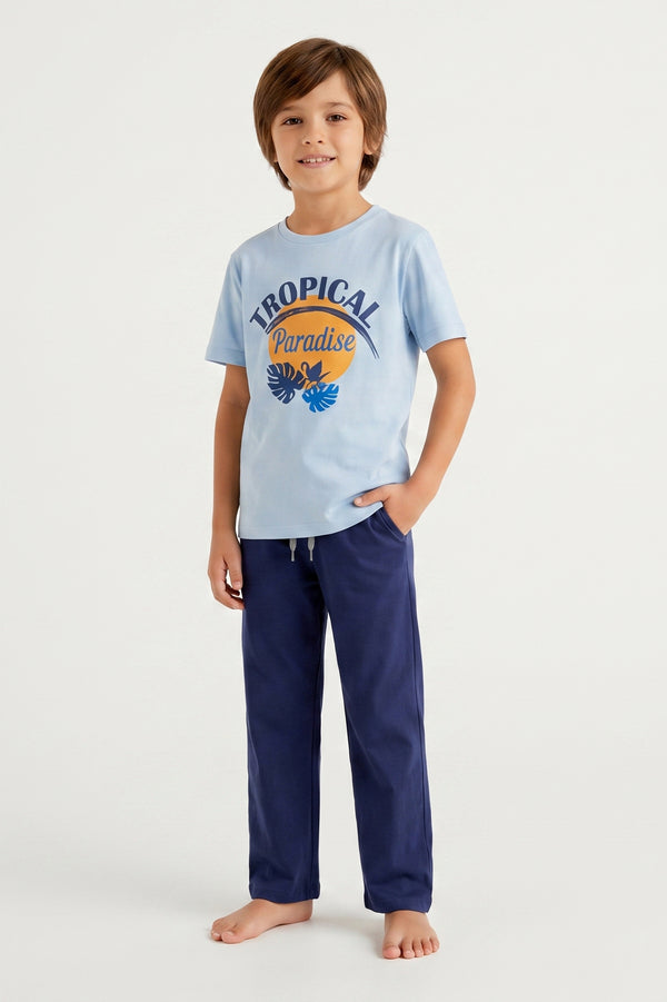 Boys SS Round Neck T-Shirt with Pants Pajama Set – Skyride