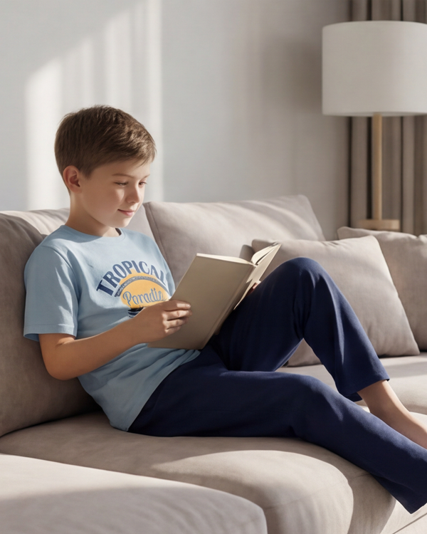 Boys SS Round Neck T-Shirt with Pants Pajama Set – Skyride
