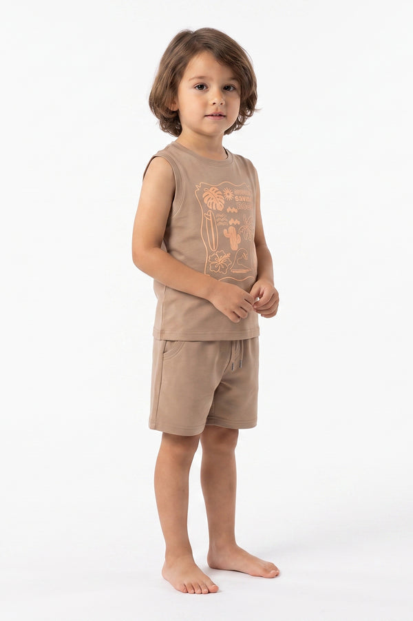 Boys Sleeveless Top With Short Pajama Set – Brush