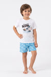 Boys SS Round Neck T-Shirt with Short Pajama Set – Bright White