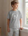 Boys SS Round Neck T-Shirt with Short Pajama Set – Glacier Gray