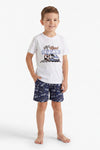 Boys SS Round Neck T-Shirt with Short Pajama Set – Bright White