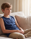 Boys Sleeveless Cotton Top – Maritime Blue