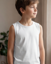 Boys Sleeveless Cotton Top – Bright White