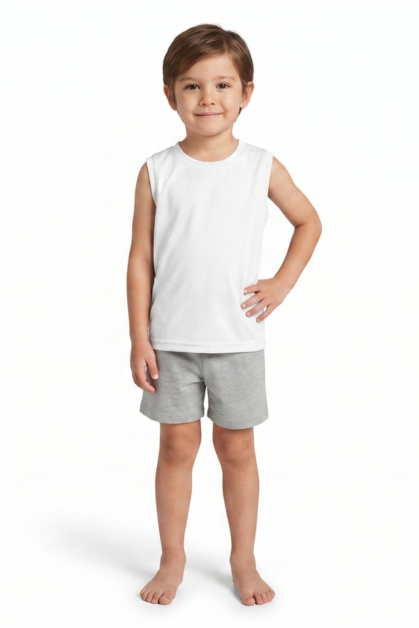 Boys Sleeveless Cotton Top – Bright White