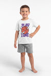 Boys SS Round Neck Cotton T-Shirt – Bright White - Orange