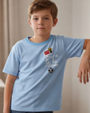 Boys SS Round Neck Cotton T-Shirt – Maritime Blue