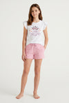 Girls Ruffle Cap Sleeve With Short Pajama Set – Bright White