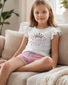 Girls Ruffle Cap Sleeve With Short Pajama Set – Bright White