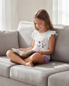 Girls Ruffle Cap Sleeve With Short Pajama Set – Bright White