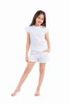 Girls Short Sleeve Pajama with Shorts - Blue Sun Flower