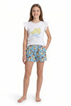 Girls Ruffle Cap Sleeve With Short Pajama Set – Bright White