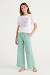Girls SS T-Shirt With Wide-Leg Pants Pajama Set – Bright White