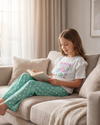 Girls SS T-Shirt With Wide-Leg Pants Pajama Set – Bright White