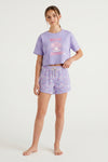 Girls SS Oversize Cropped T-Shirt With Wide-Leg Short Pajama Set – Baby Lavender