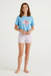 Girls SS Oversize Cropped T-Shirt With Wide-Leg Short Pajama Set – Tropical Breeze