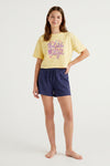 Girls SS Oversize Cropped T-Shirt With Wide-Leg Short Pajama Set – Mellow Yellow
