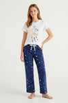 Girls SS T-Shirt With Ruffles & Bermuda Pants Pajama Set – Bright White