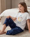 Girls SS T-Shirt With Ruffles & Bermuda Pants Pajama Set – Bright White