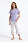 Girls SS T-Shirt With Ruffles & Bermuda Pants Pajama Set – Baby Lavender