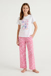 Girls SS T-Shirt With Ruffles & Bermuda Pants Pajama Set – Bright White