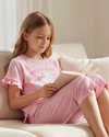 Girls SS T-Shirt With Ruffles & Bermuda Pants Pajama Set – Ballerina