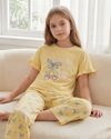 Girls SS T-Shirt With Ruffles & Bermuda Pants Pajama Set – Mellow Yellow
