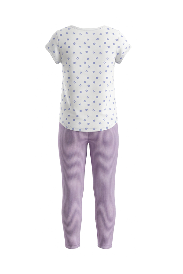 Girls SS T-Shirt With Rib Legging Pajama Set – Lupine Small Flowers