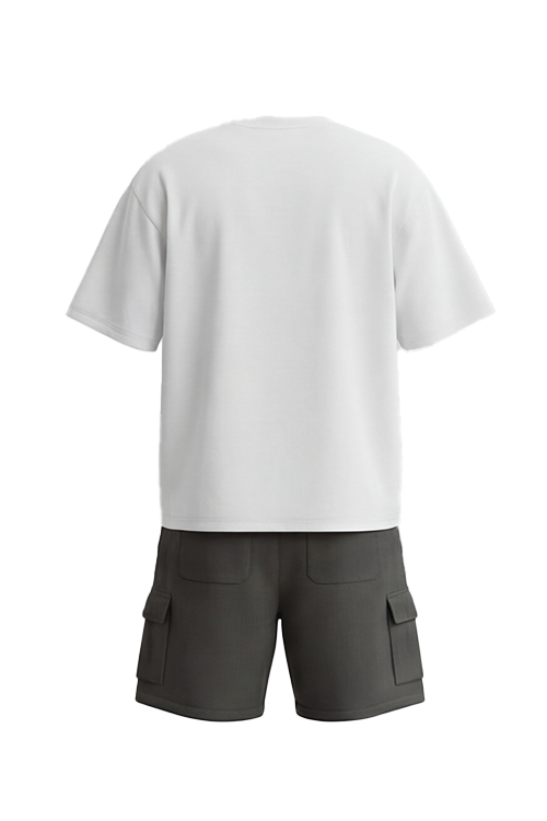 Boys SS Oversize T-Shirt With Short Pajama Set – Bright White