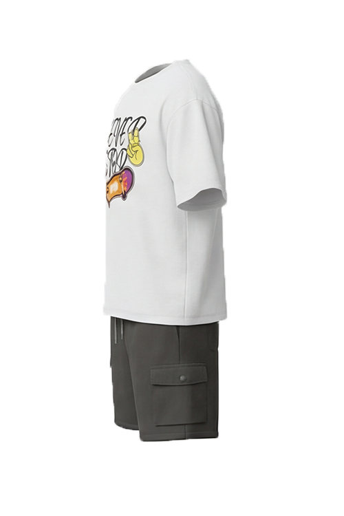 Boys SS Oversize T-Shirt With Short Pajama Set – Bright White
