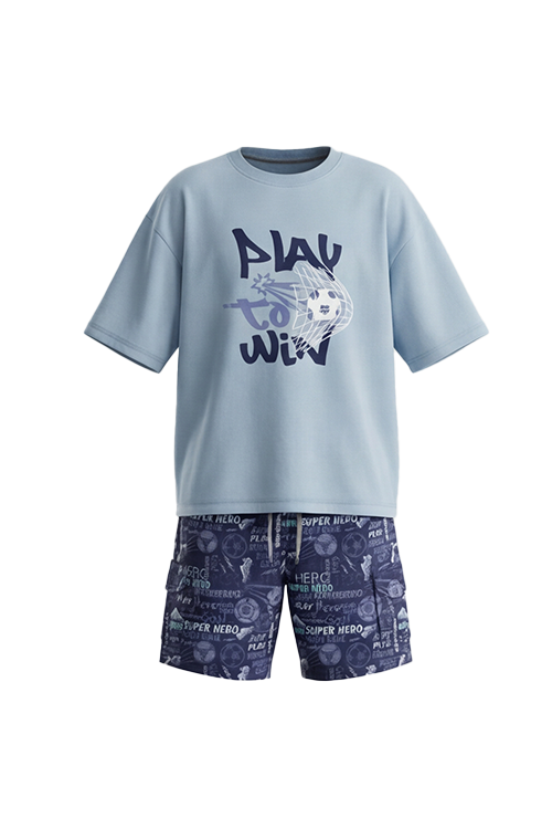 Boys SS Oversize T-Shirt With Short Pajama Set – Skyride