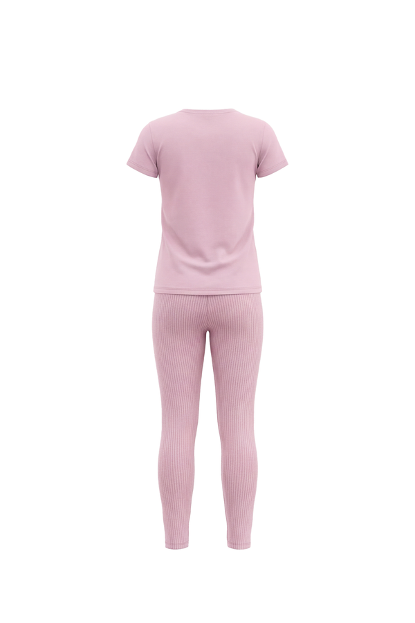 Girls SS T-Shirt With Rib Legging Pajama Set – Ballerina