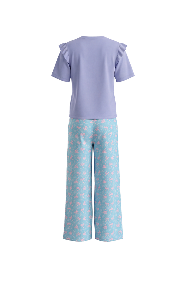 Girls SS T-Shirt With Wide-Leg Pants Pajama Set – Baby Lavender