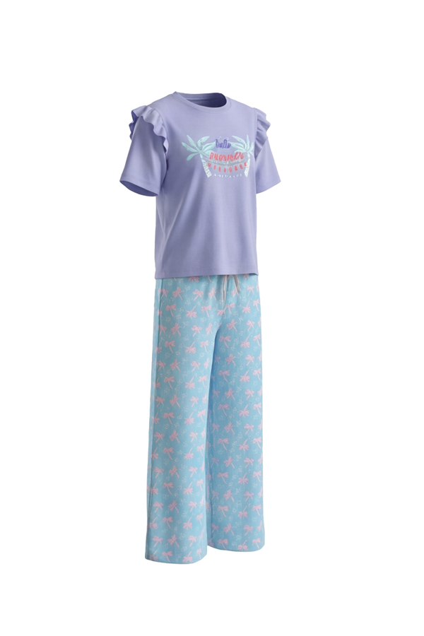 Girls SS T-Shirt With Wide-Leg Pants Pajama Set – Baby Lavender