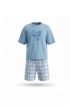 بيجامة رجالي قطن Oversized برقبة دائرية Sky Blue مع شورت واسع – راحة عصرية