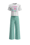 Girls SS T-Shirt With Wide-Leg Pants Pajama Set – Bright White