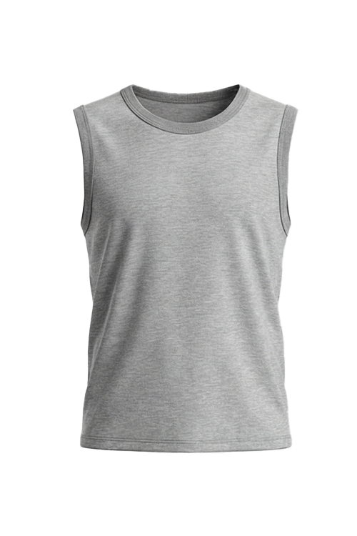 Boys Sleeveless Cotton Top – Cool Gray 4C Melange